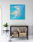turquoise and sand aerial art