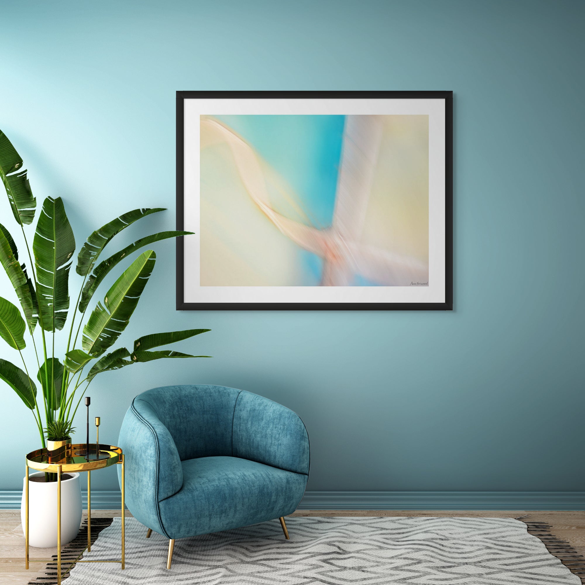 Minimalist abstract evoking movement, softness, and calm