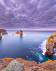 Limestone sea stacks at sunrise along the Great Ocean Road, Australia
