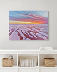 Outback Australia salt lake reflecting fiery sunset colours