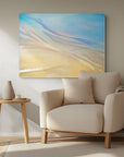 pale blue and gold abstract aerial landscape