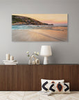 pastel sky over sandy shoreline print