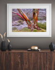 nature wall art with red bark detail