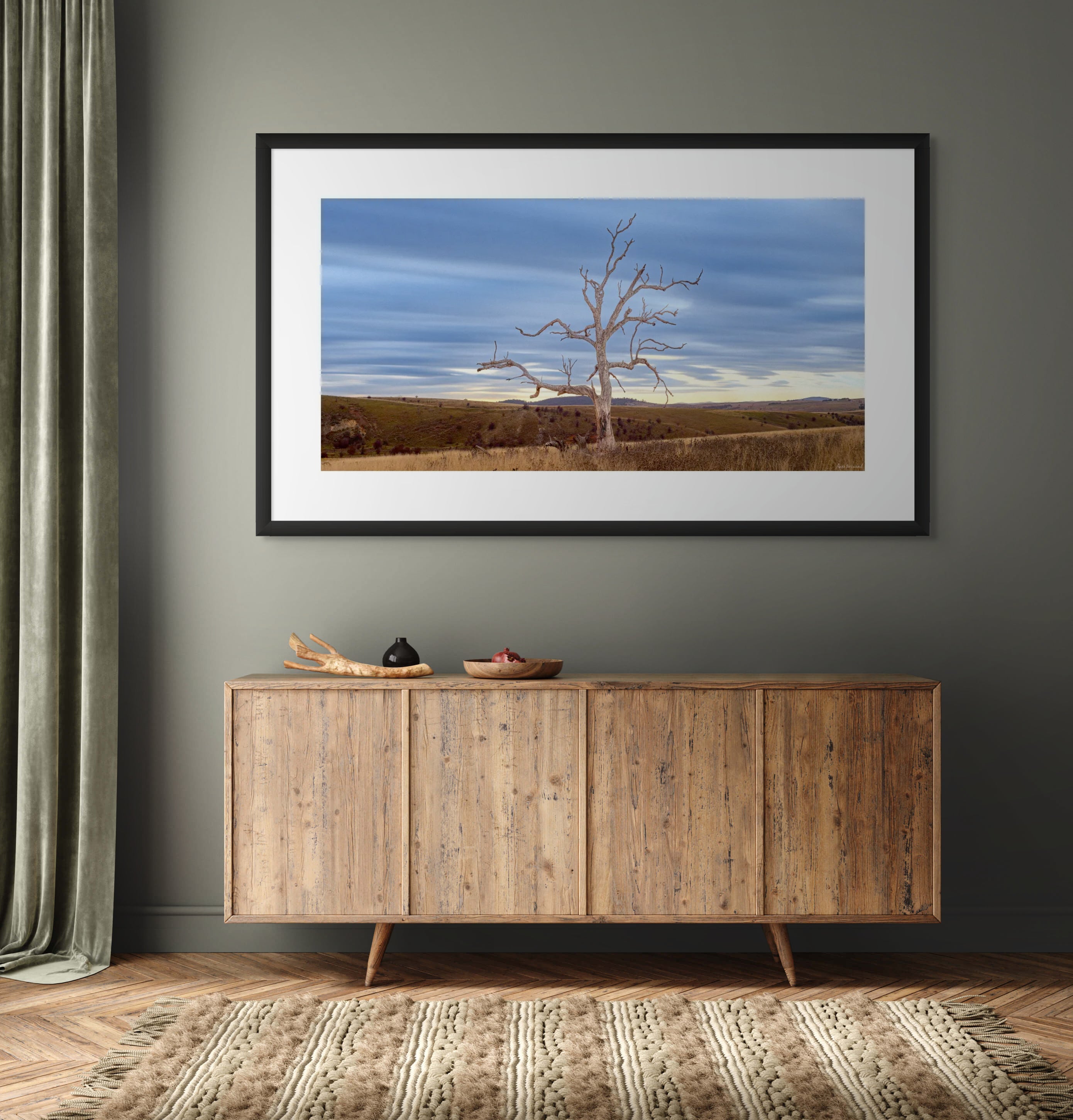 dramatic sky over lone tree print