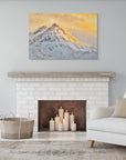 warm glow snow mountain wall art