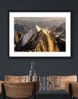 Denali National Park aerial print - majestic snow peaks for nature wall art.