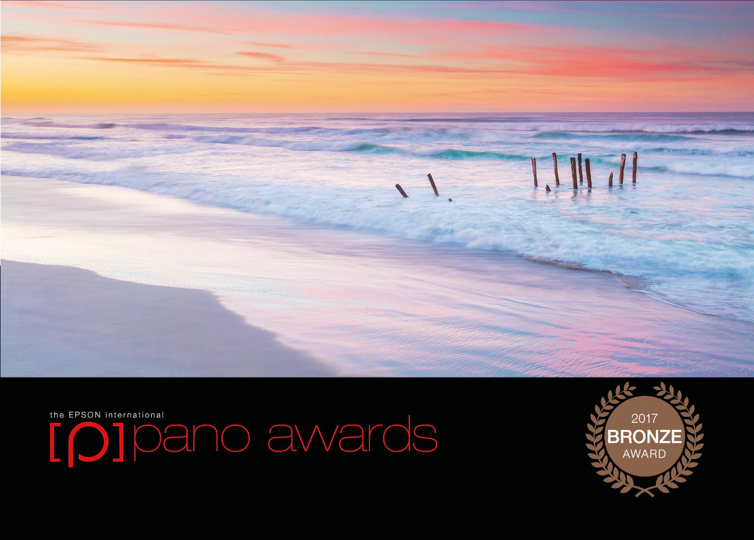 Award winning Sunrise beach shot, recepient of 2017 Bronze Award from the Epson International Pano Awards.