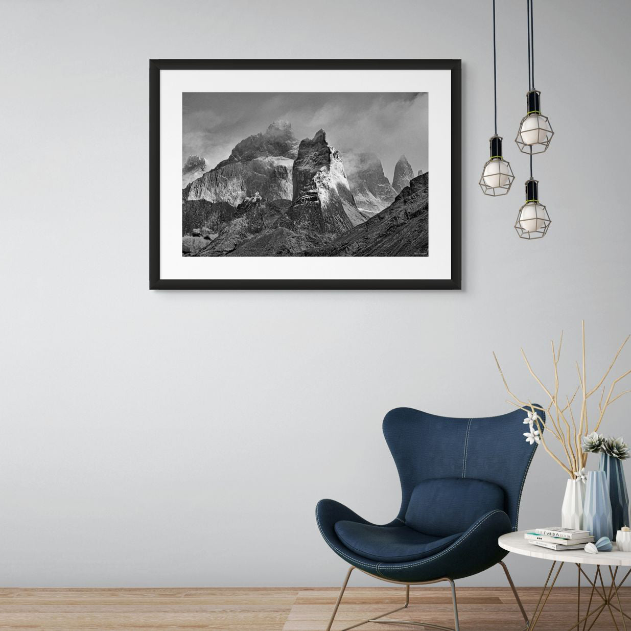 Patagonian Andes black and white landscape