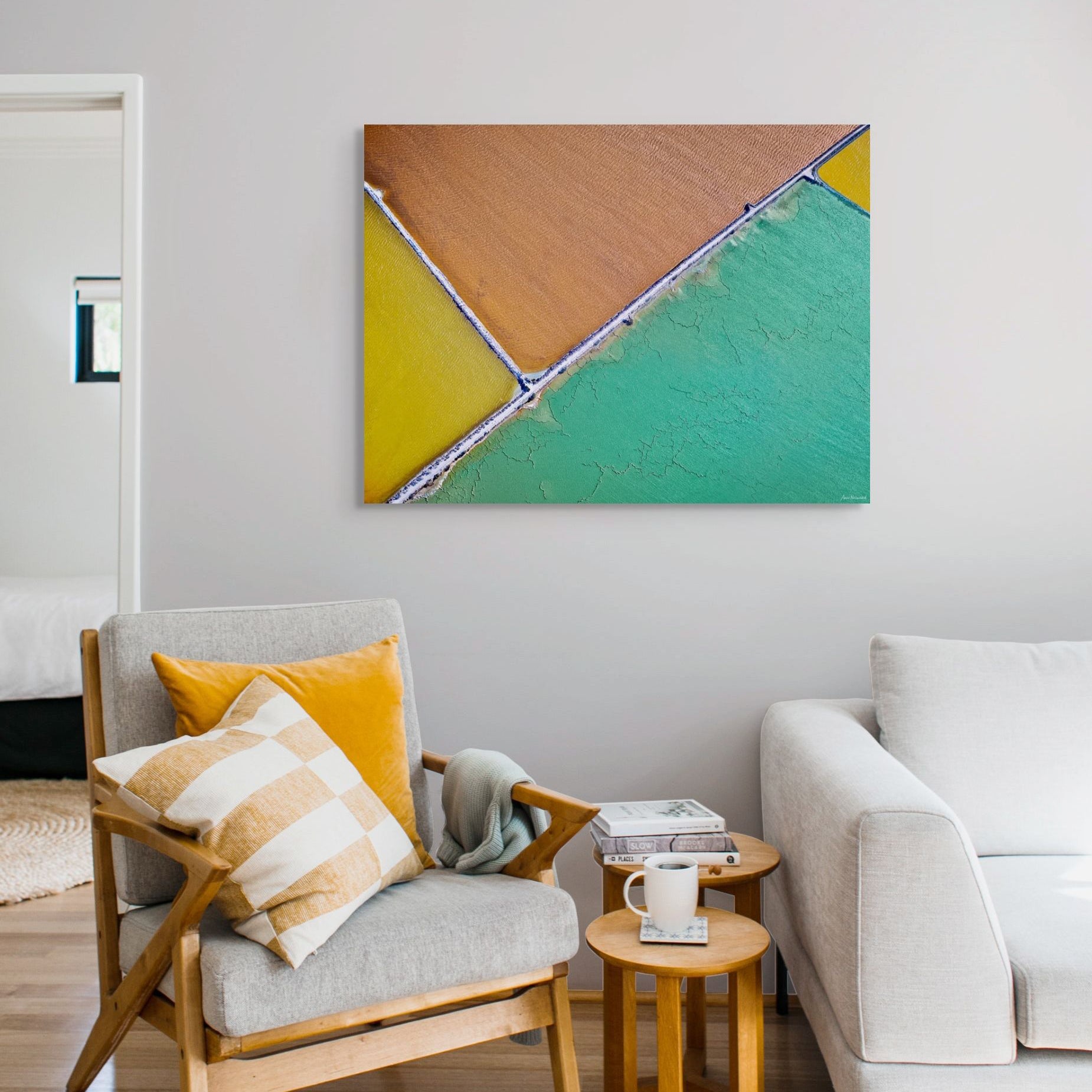 vibrant mineral water ponds aerial