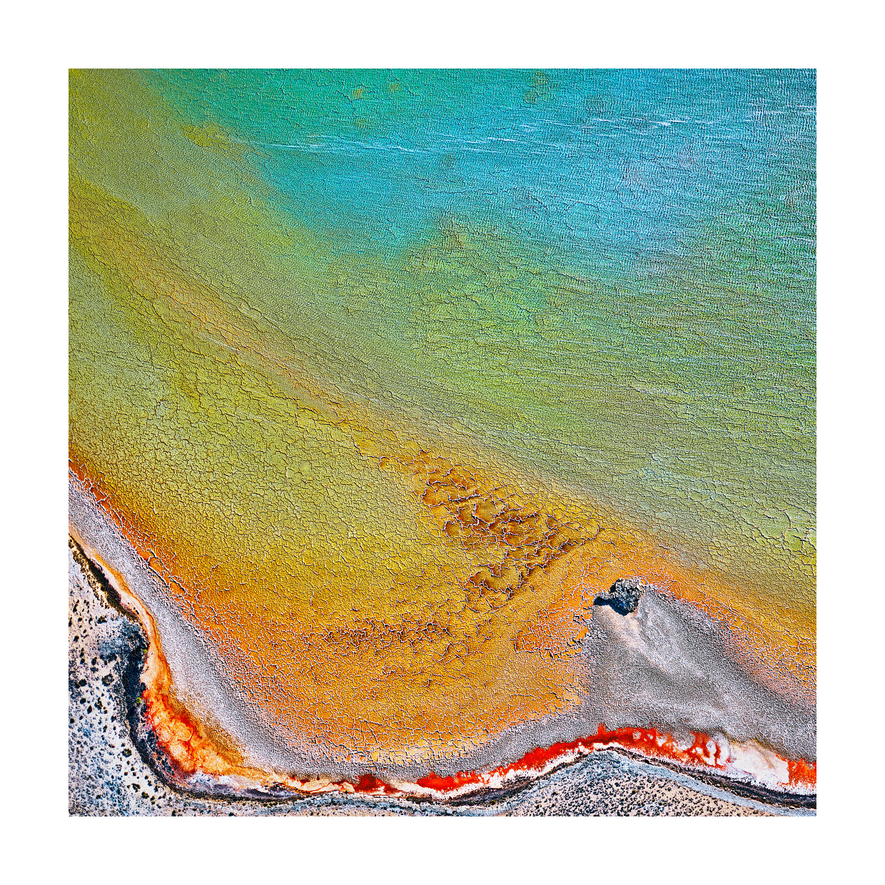 Ochre and blue aerial abstract of Shark Bay