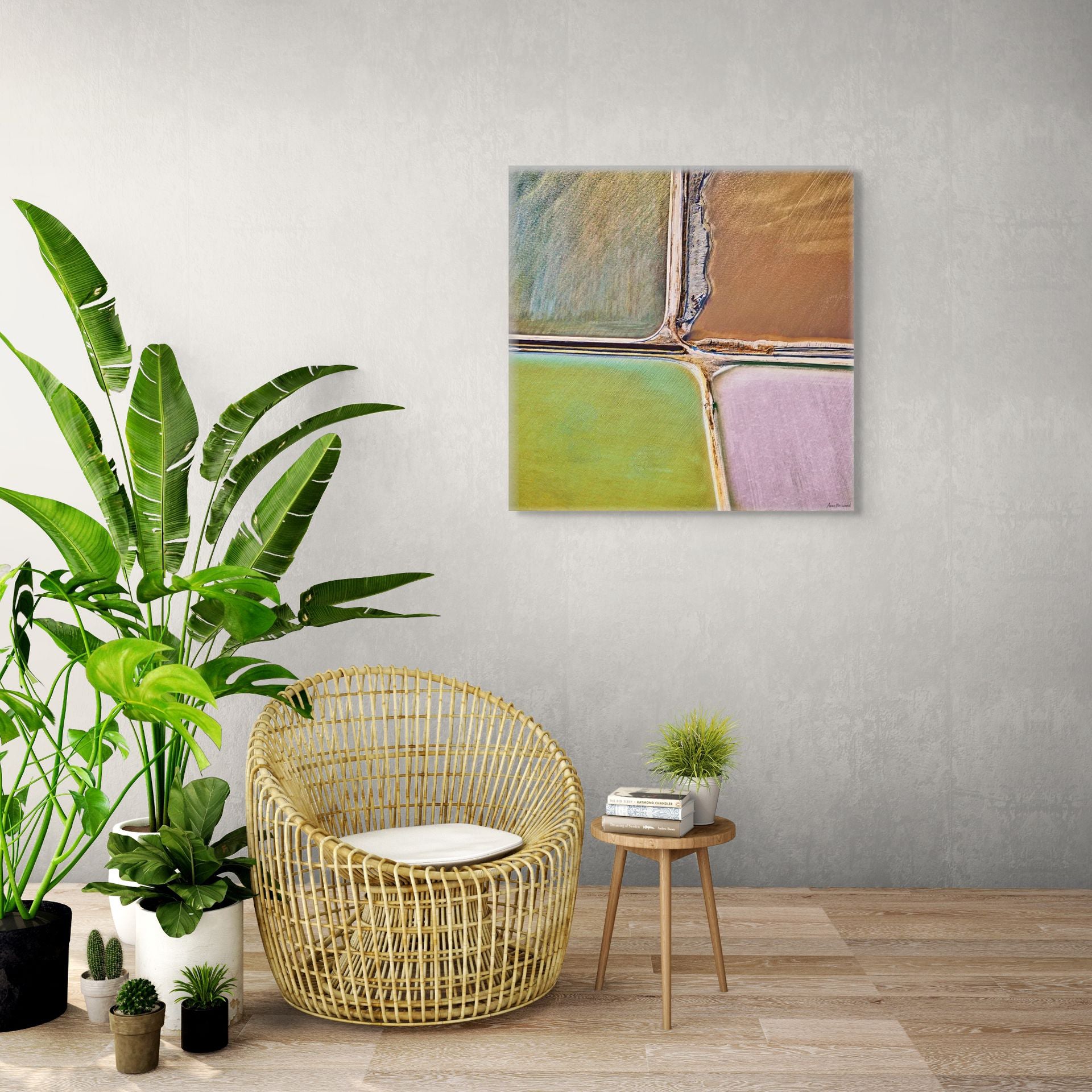 colourful salt flats with geometric lines