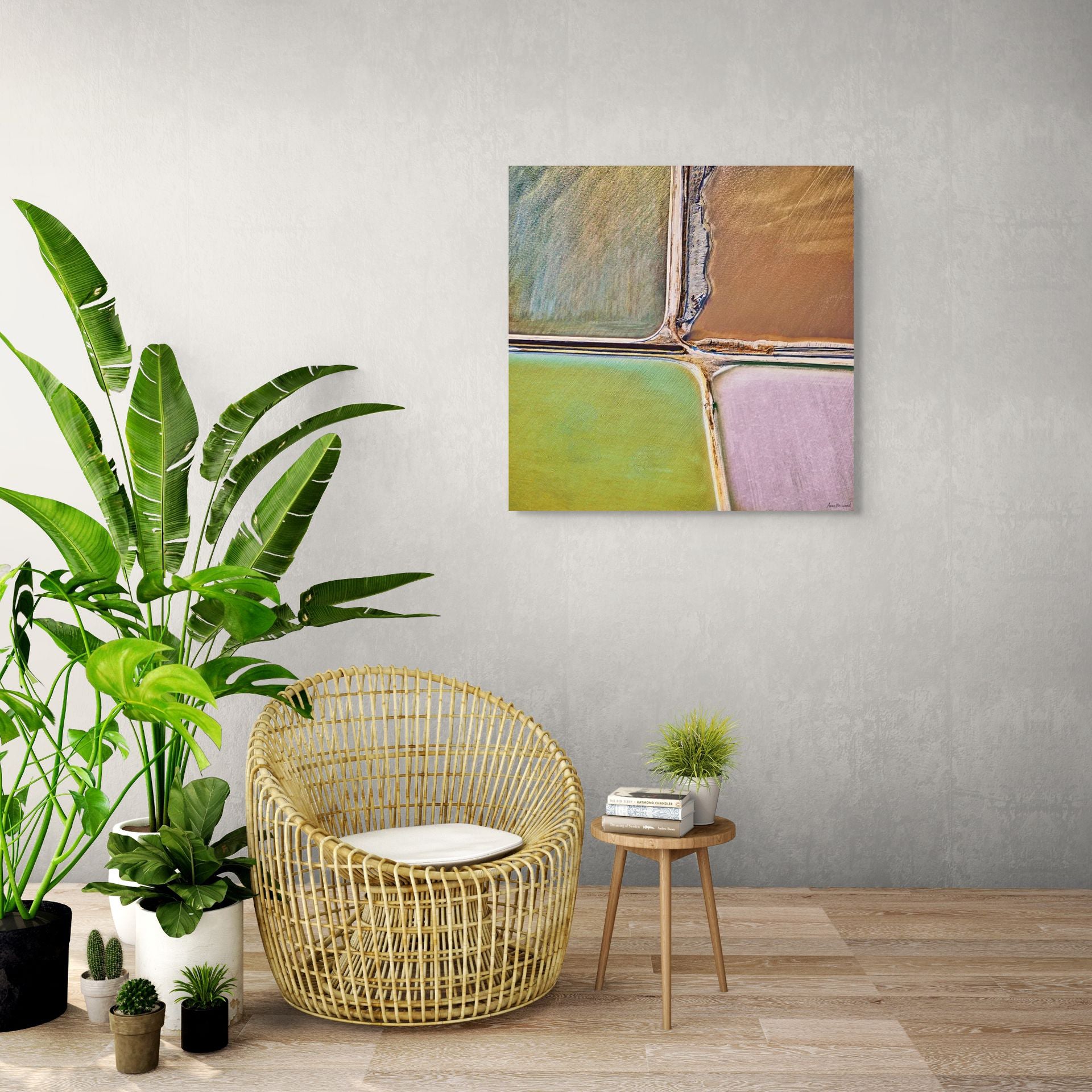 soft pastel grid from salt evaporation ponds