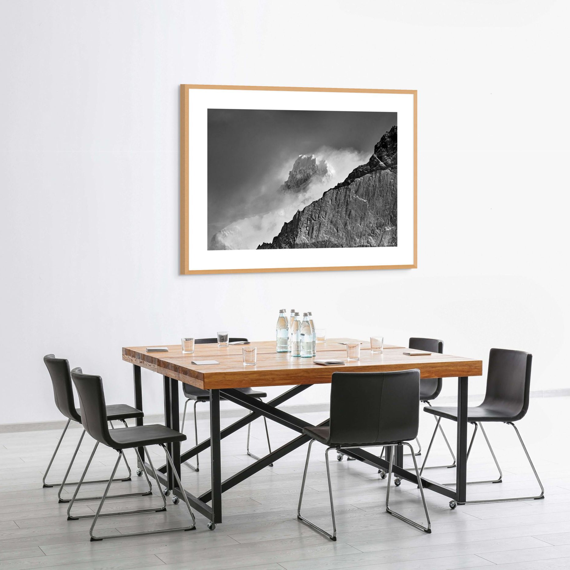 stormy mountain scene in black and white