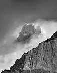 black and white mountain photograph Patagonia