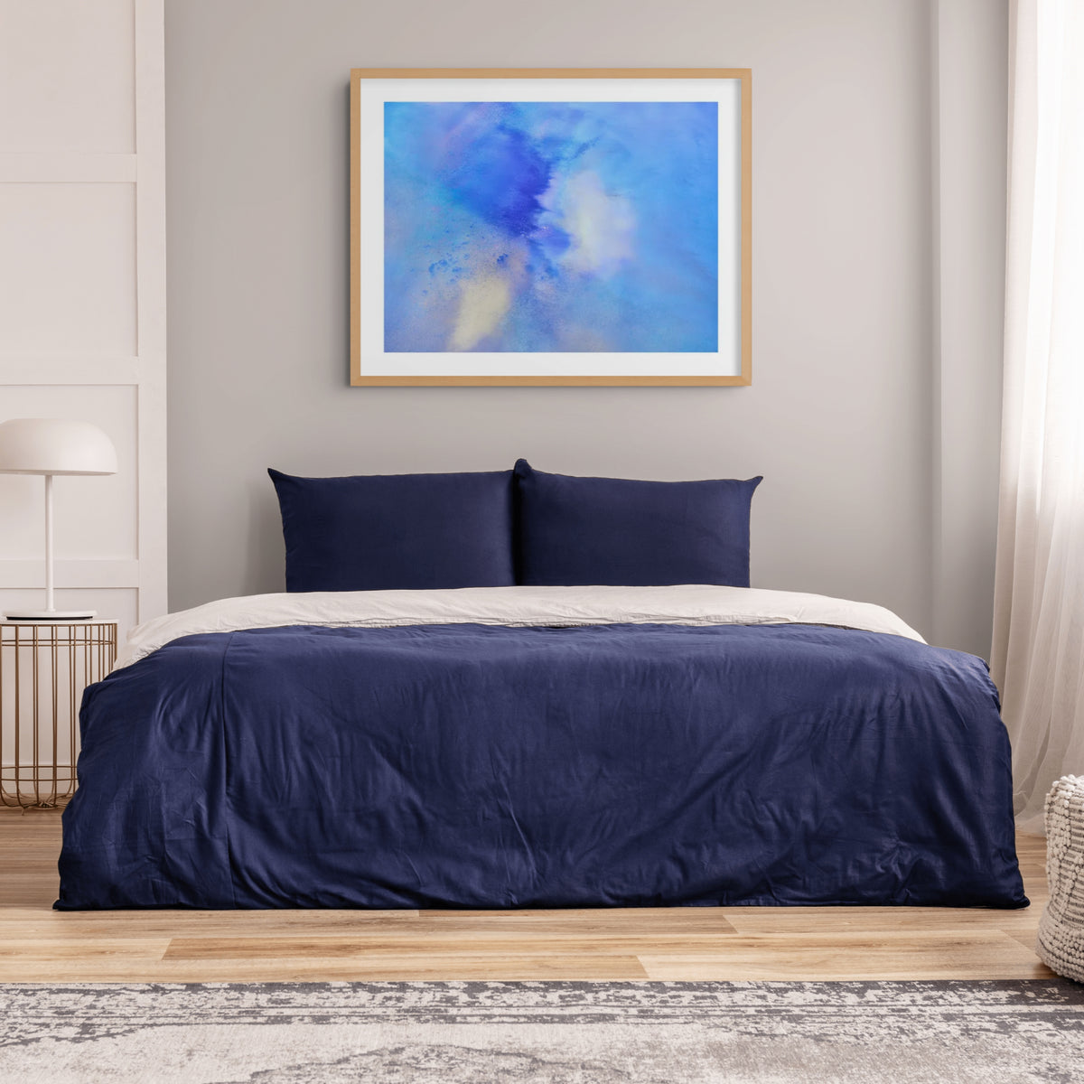 Cobalt blue aerial fine art photography with pale cream details