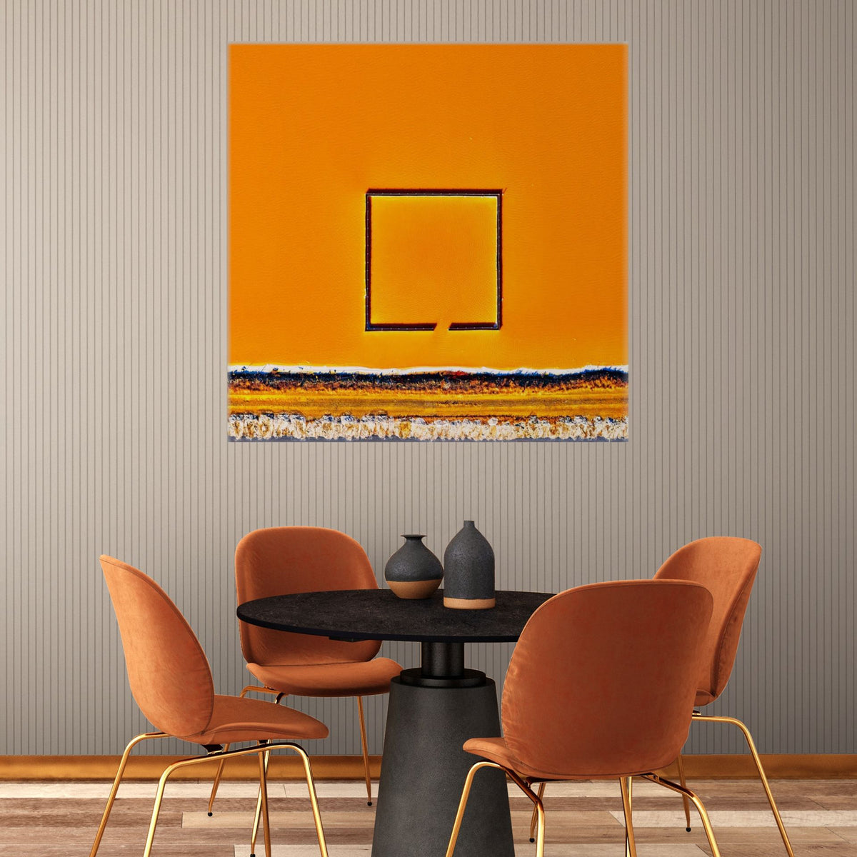 orange and black contemporary wall art