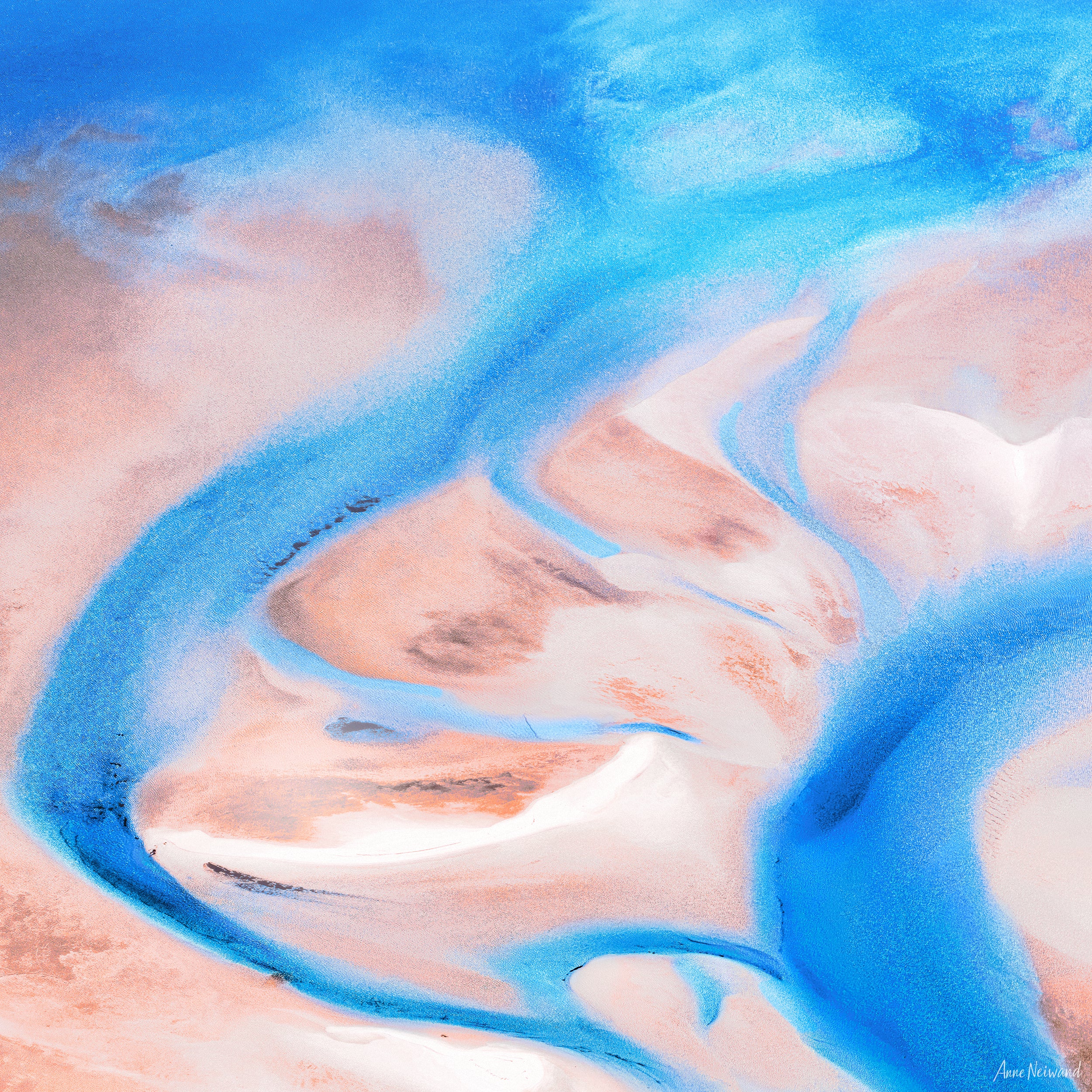 Ethereal blue aerial landscape Shark Bay