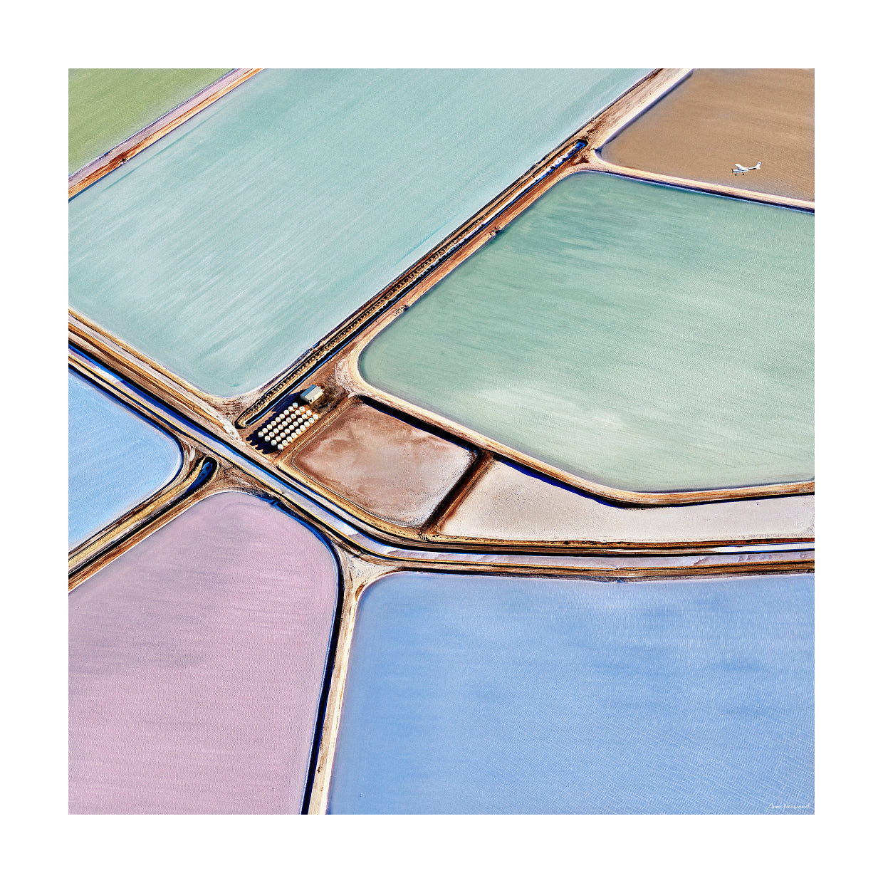 modern aerial salt ponds photography print