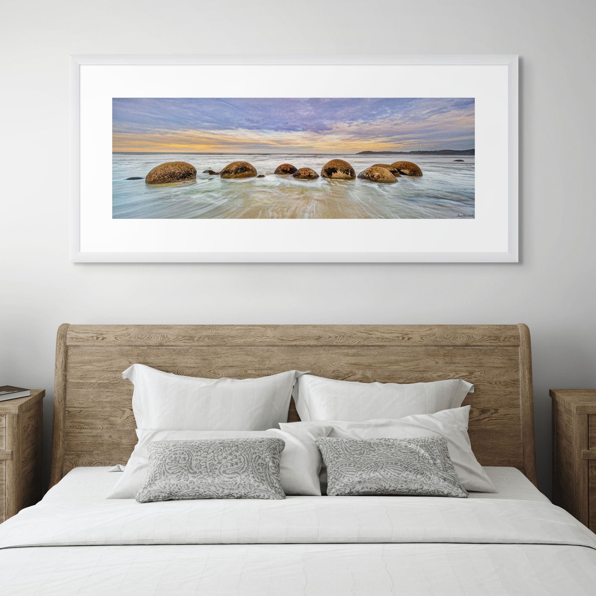 Panoramic ocean rocks artwork
