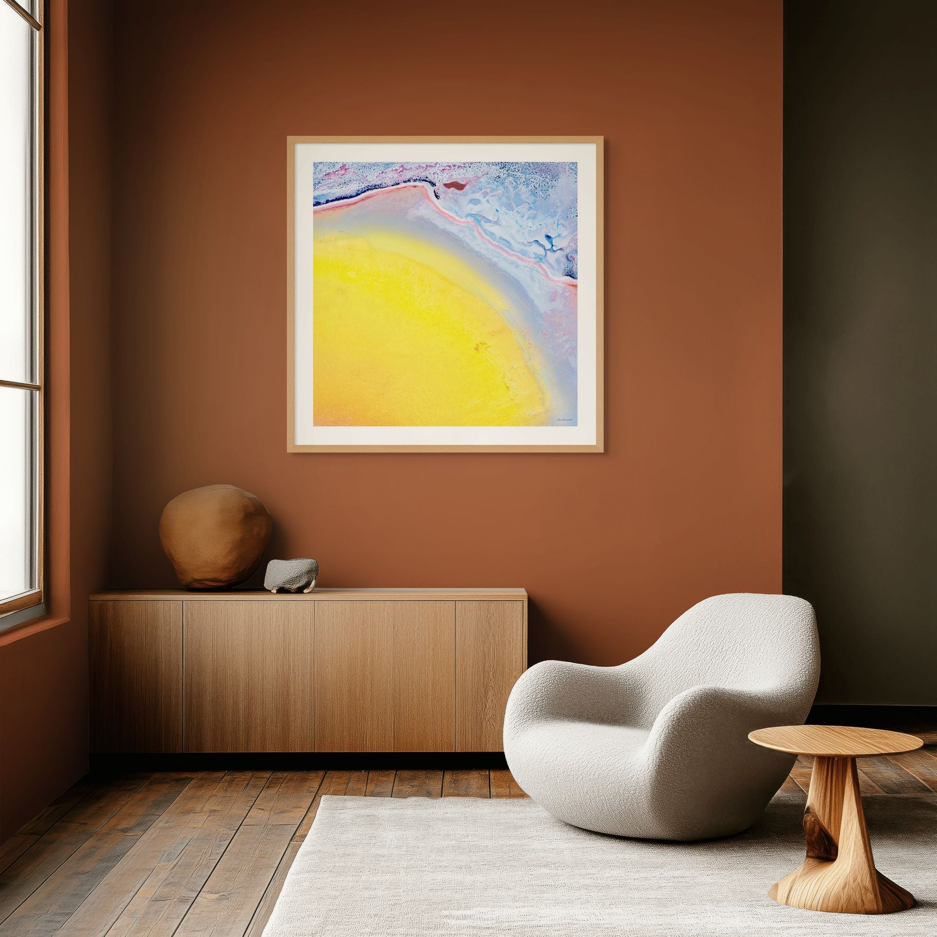 gold and lilac abstract wall art