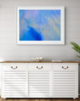 Cobalt blue and pale yellow abstract aerial photography
