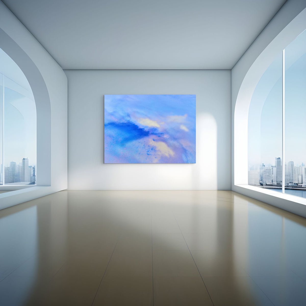 Contemporary abstract blue landscape photography for interiors