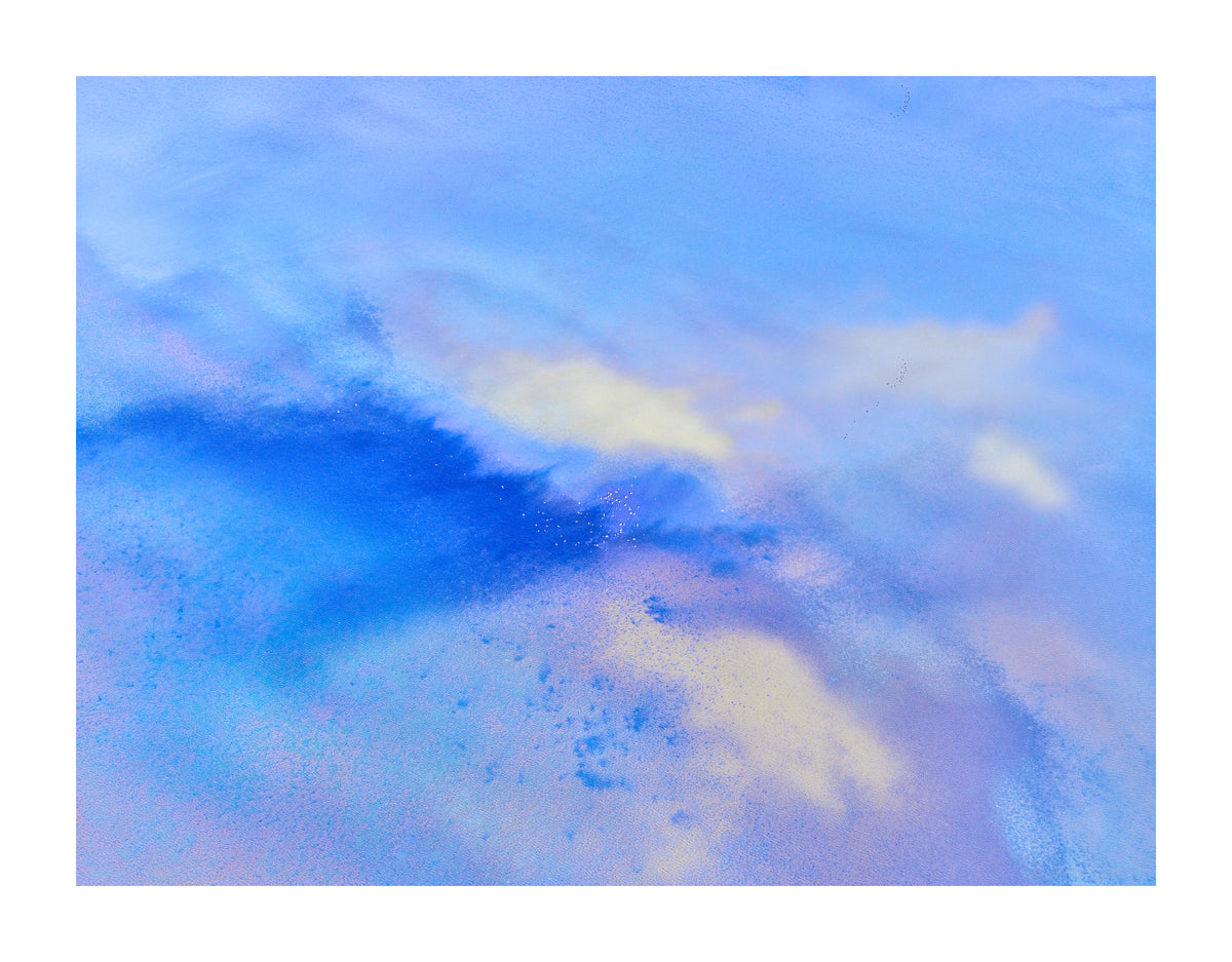 Indigo and pastel aerial landscape artwork by Anne Neiwand