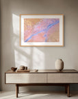 blue lavender and ochre landscape print