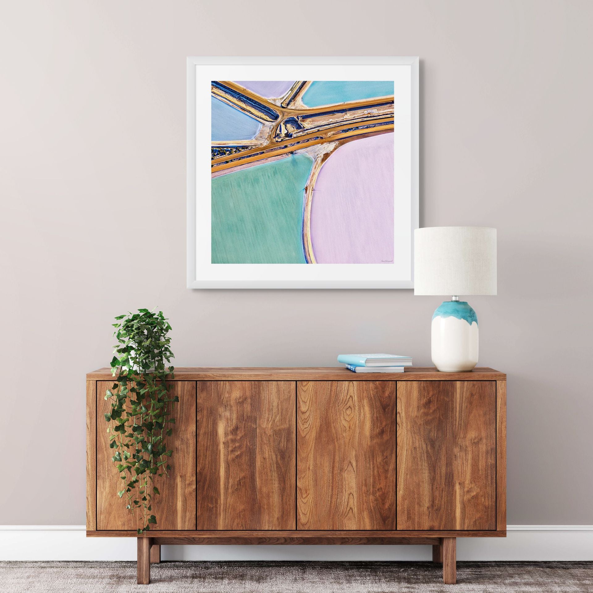 Geometric aerial photograph salt ponds