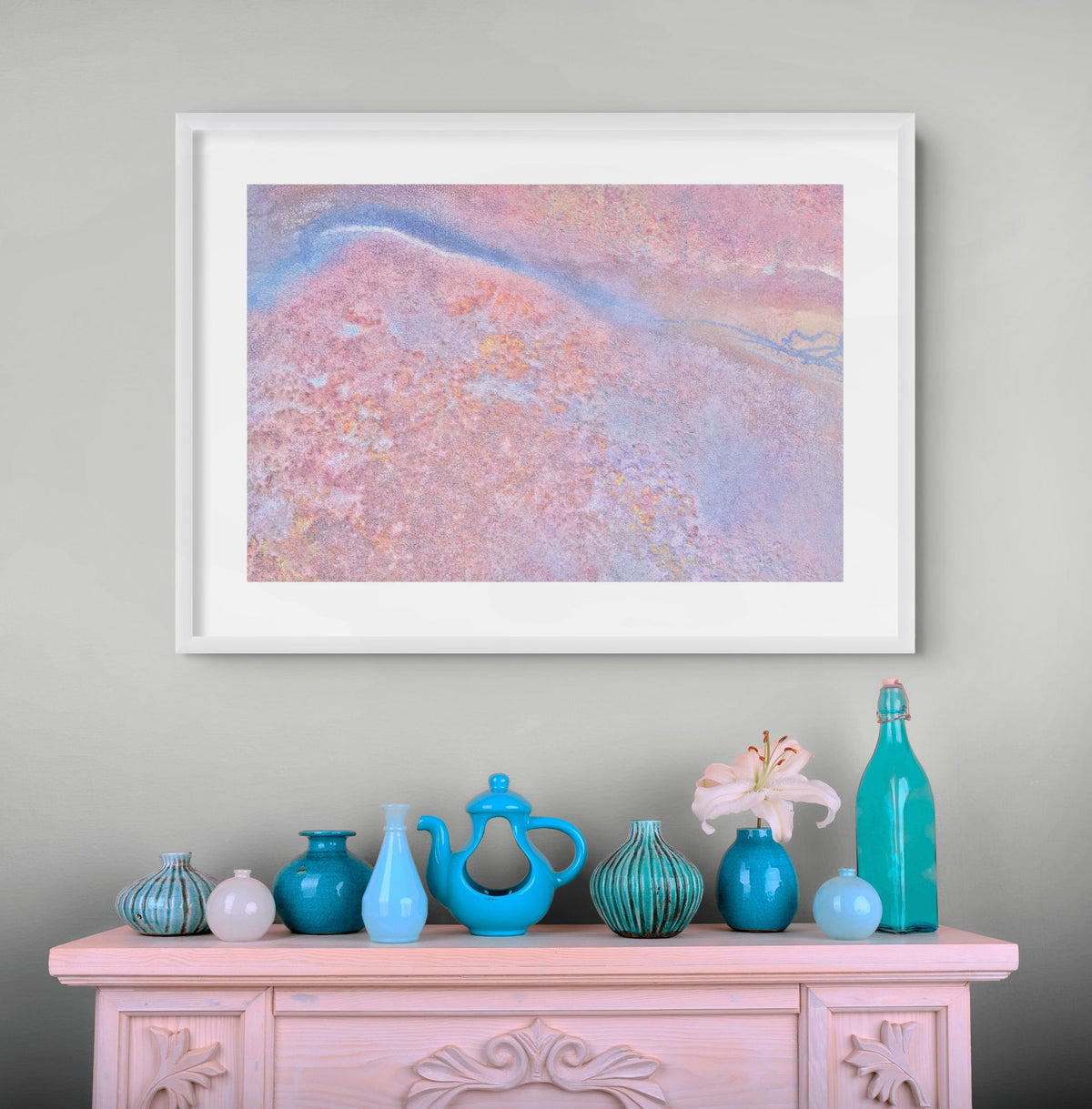 pink and lavender abstract wall art
