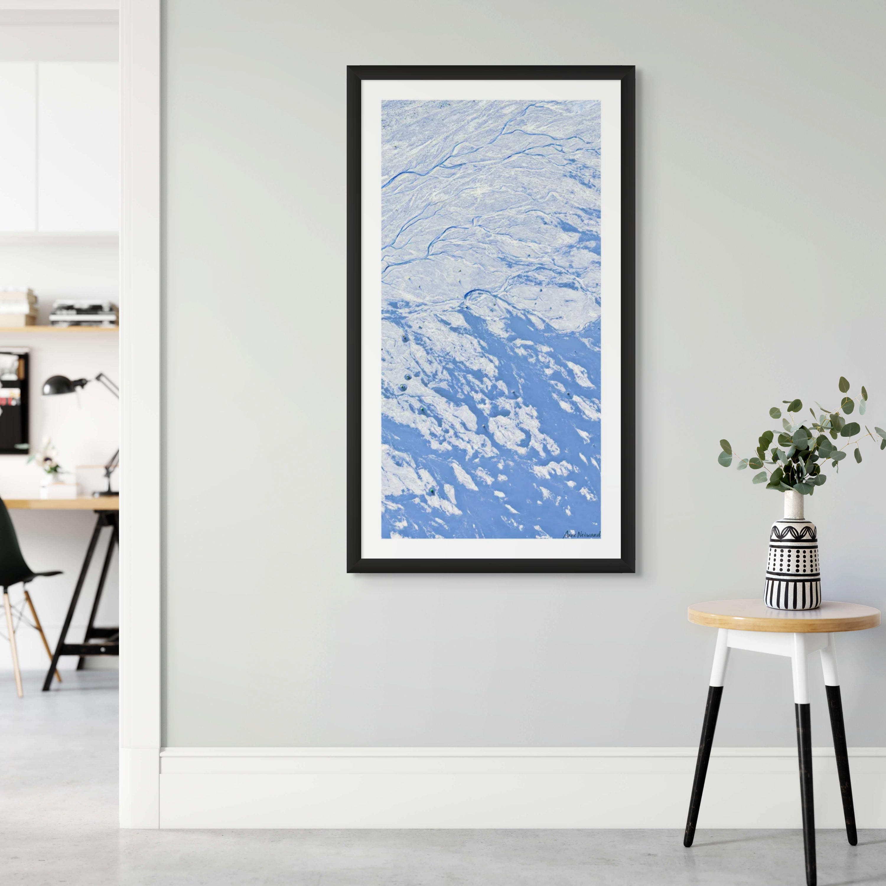 abstract blue and white mineral aerial