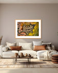 green and ochre aerial art print