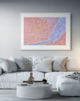 blue and blush aerial landscape artwork
