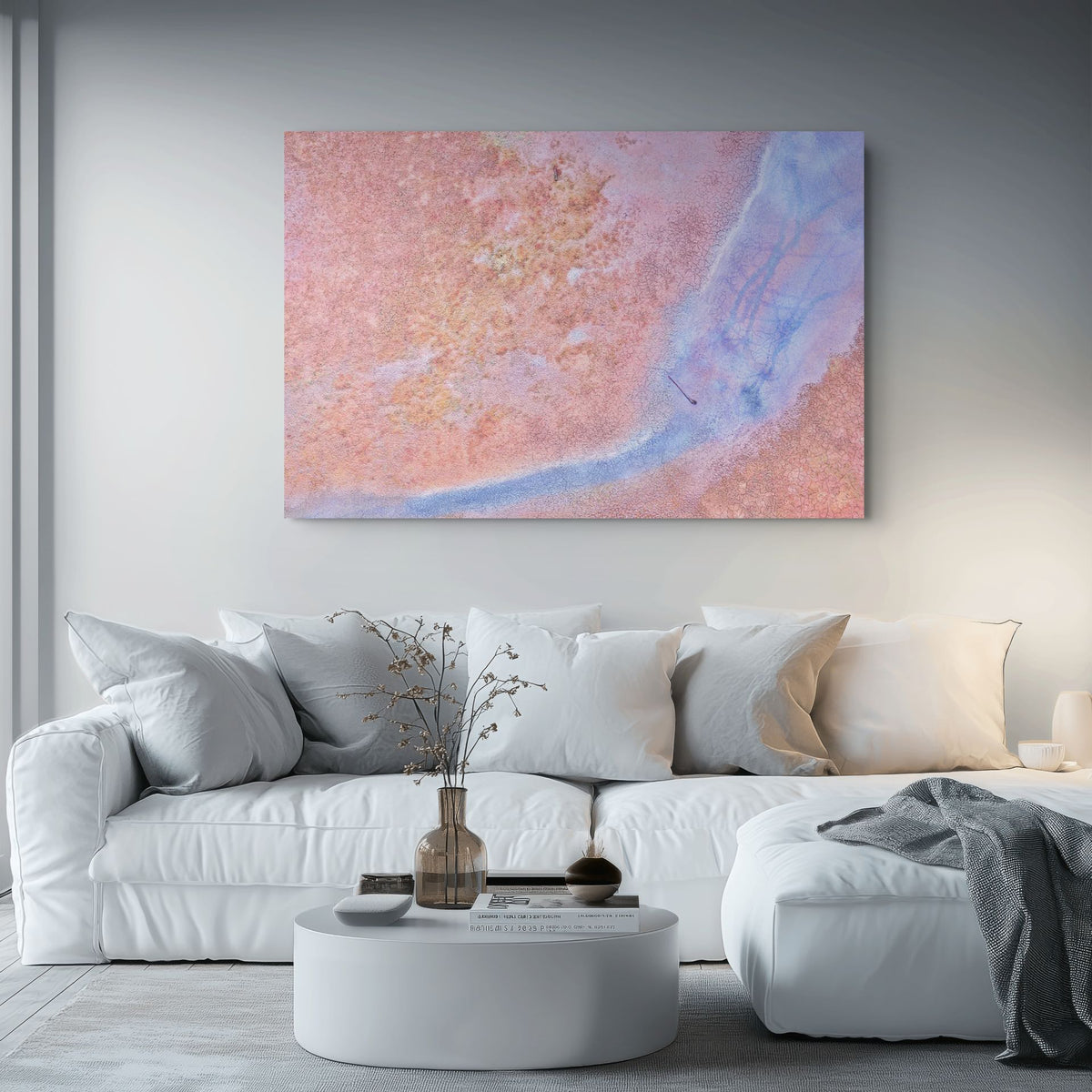 soft blue abstract landscape wall art