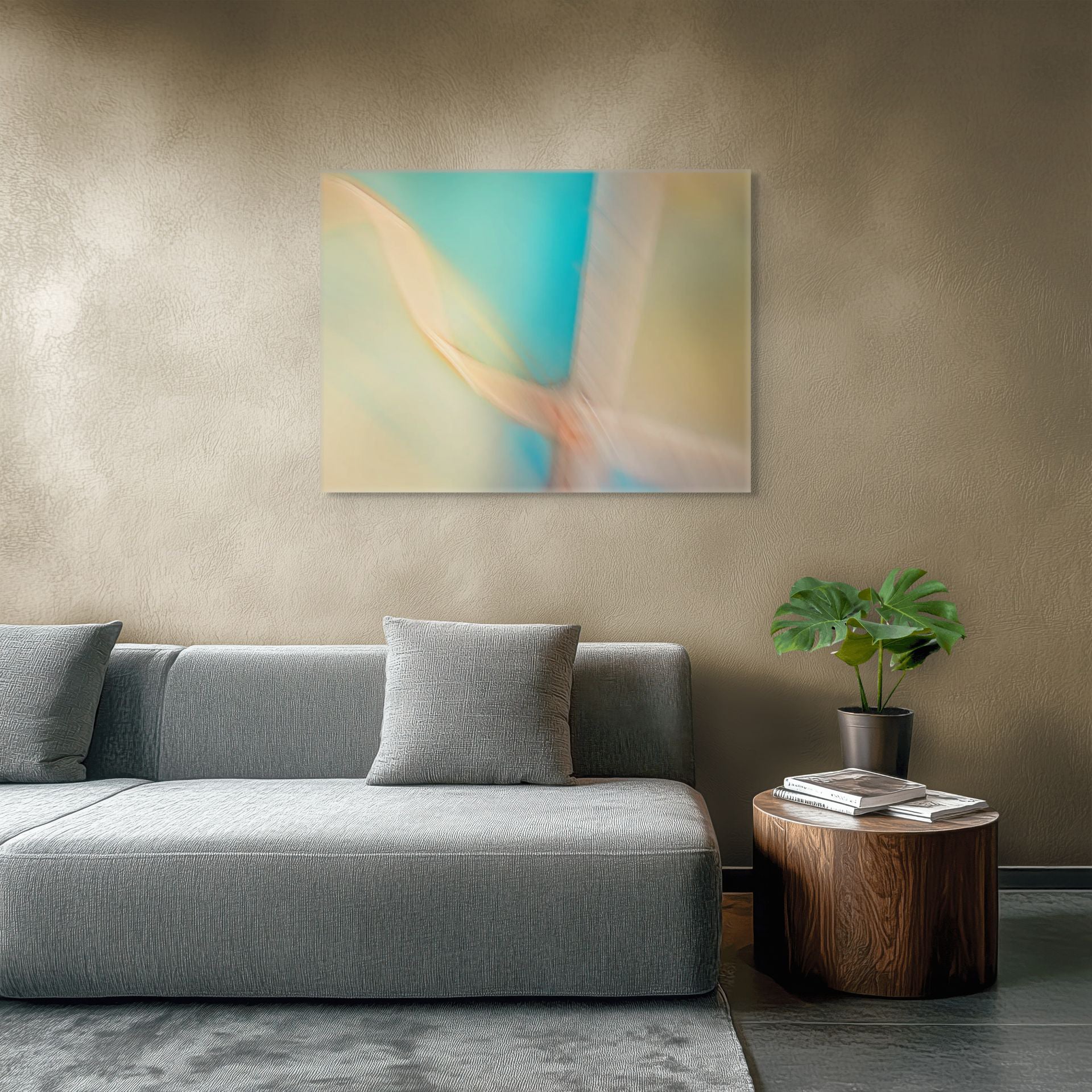 soft blue beige abstract print