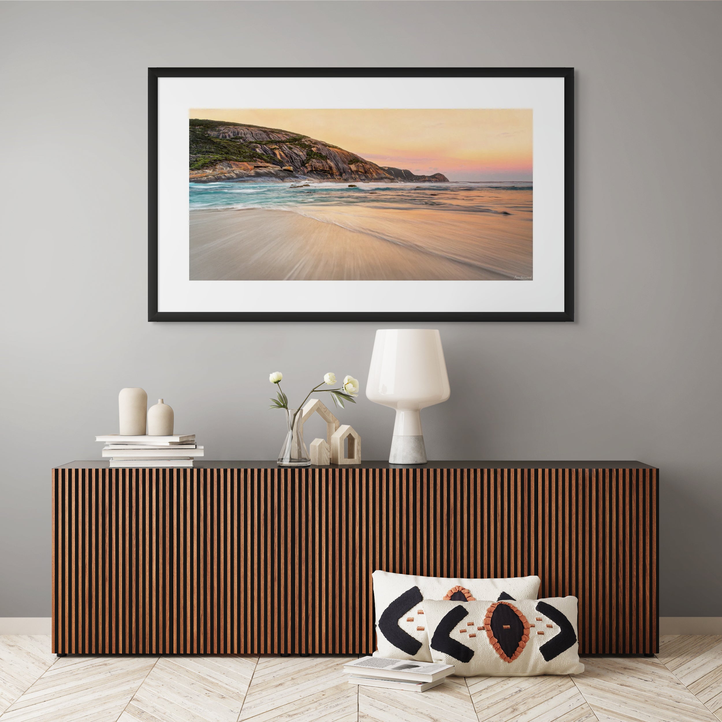 sunset wave motion coastal art
