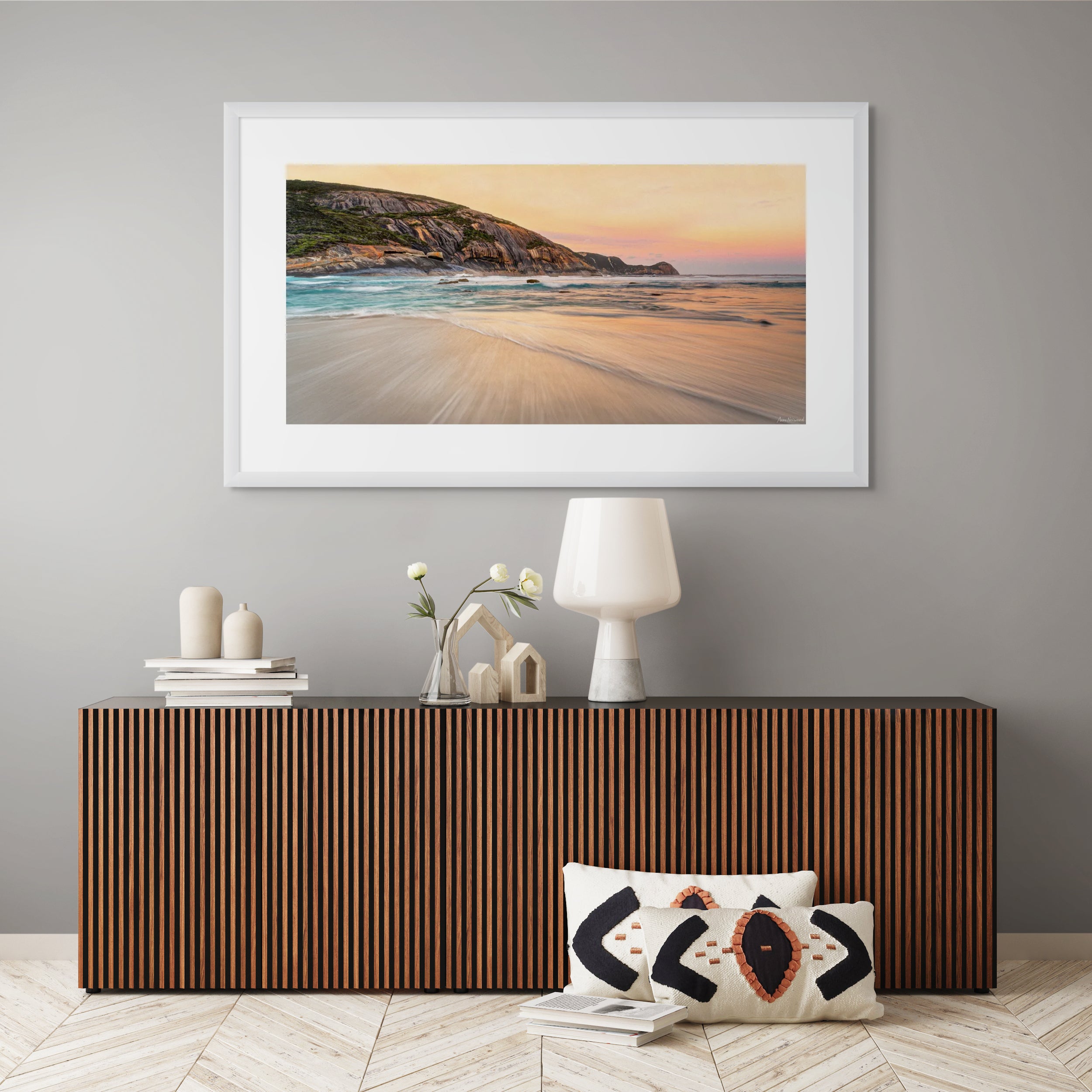 horizontal beach print with soft tones
