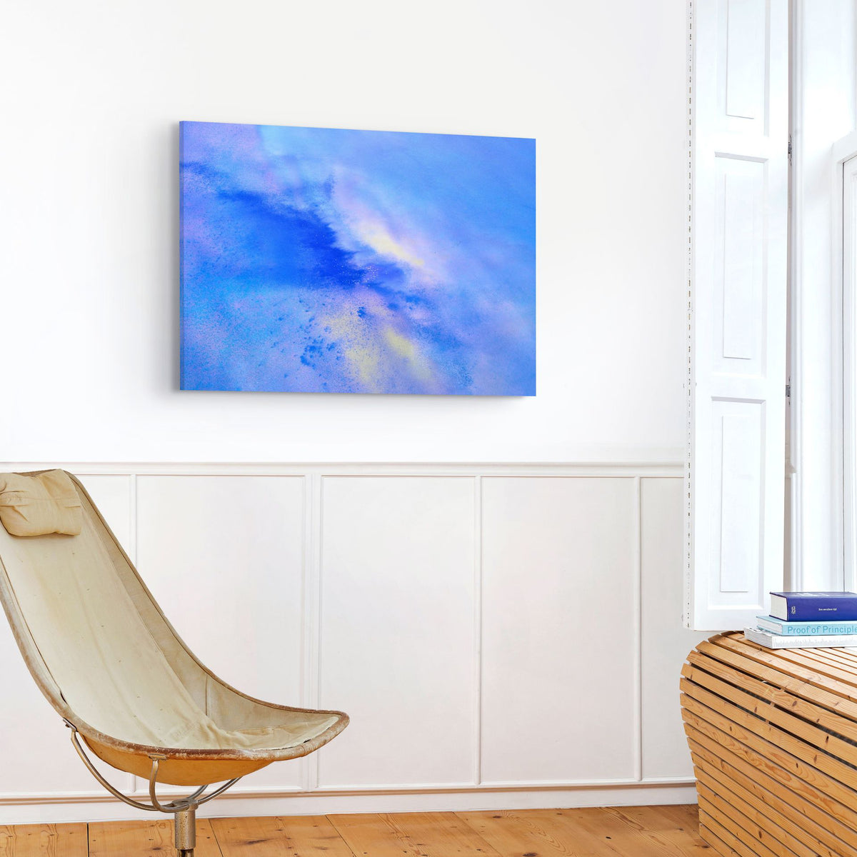 Blue aerial landscape artwork titled Rush