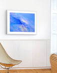 Cobalt blue abstract aerial landscape with pale yellow tones