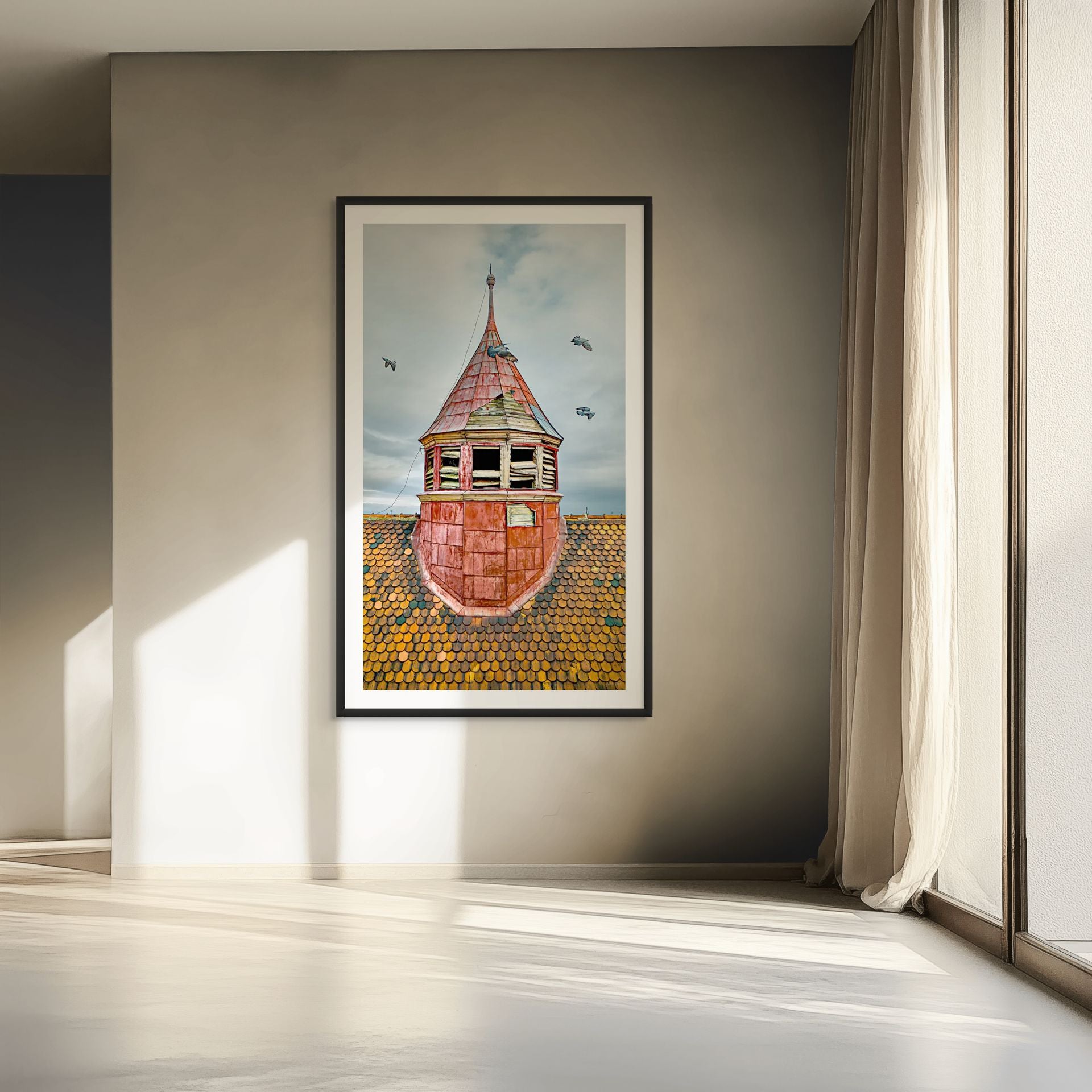 rusted copper roof architectural print