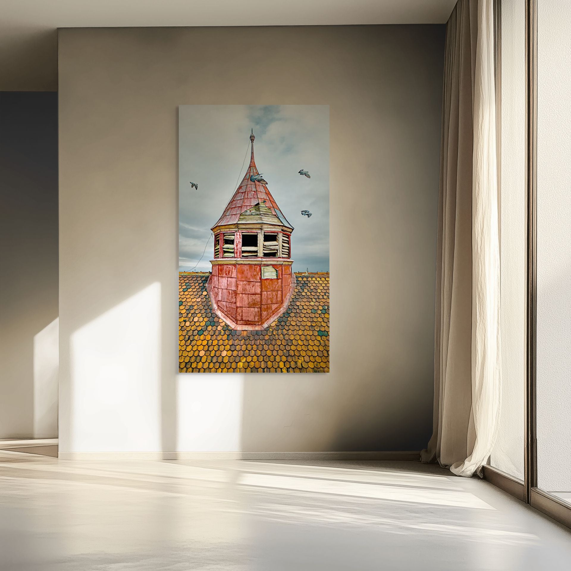 oxidised metal architecture wall art