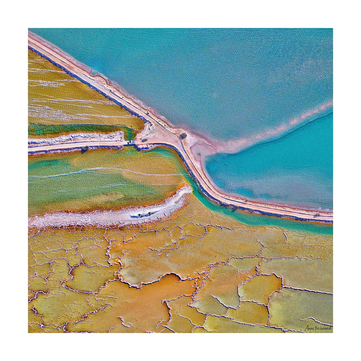 Cracked salt flats aerial photography