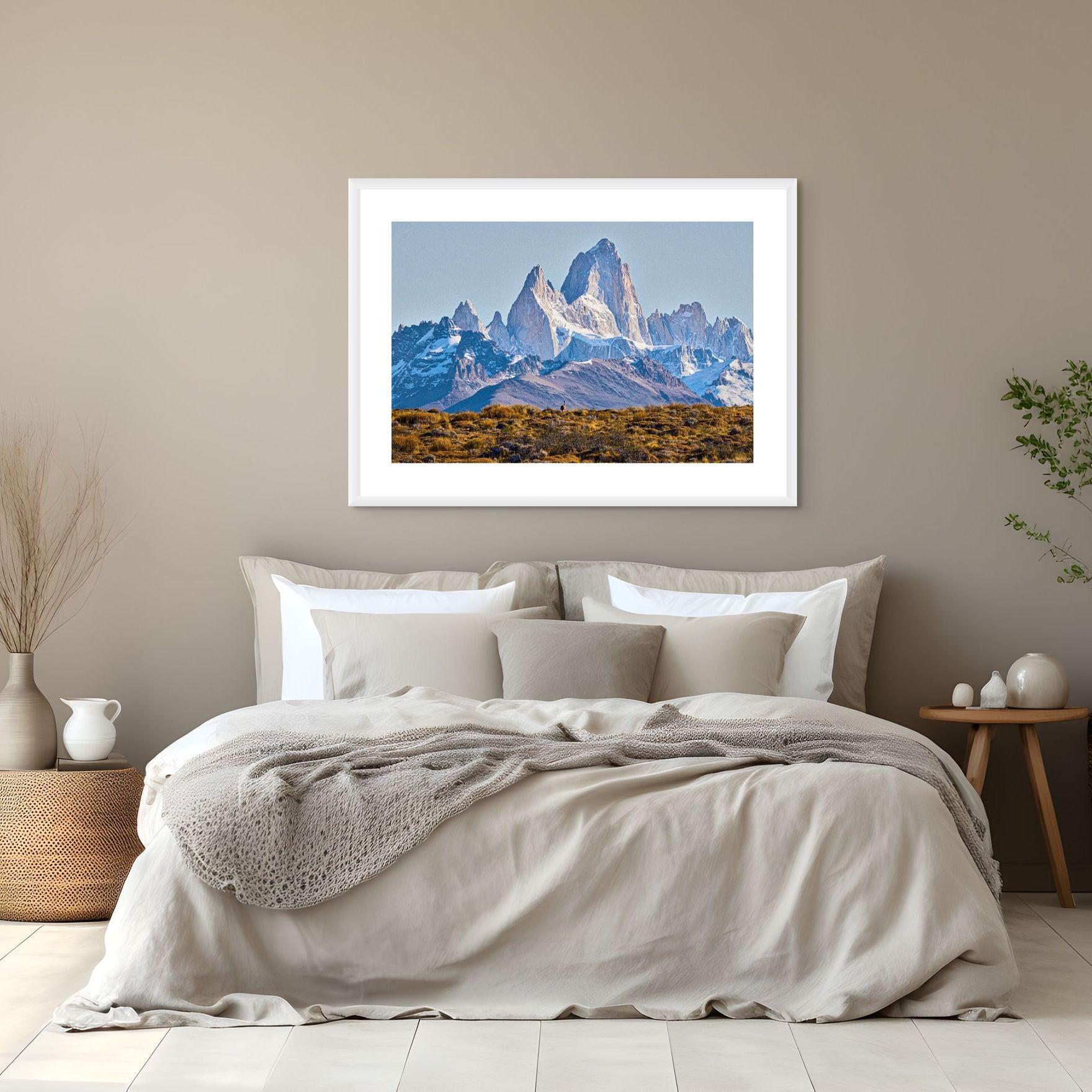 Guanaco under Fitz Roy photograph