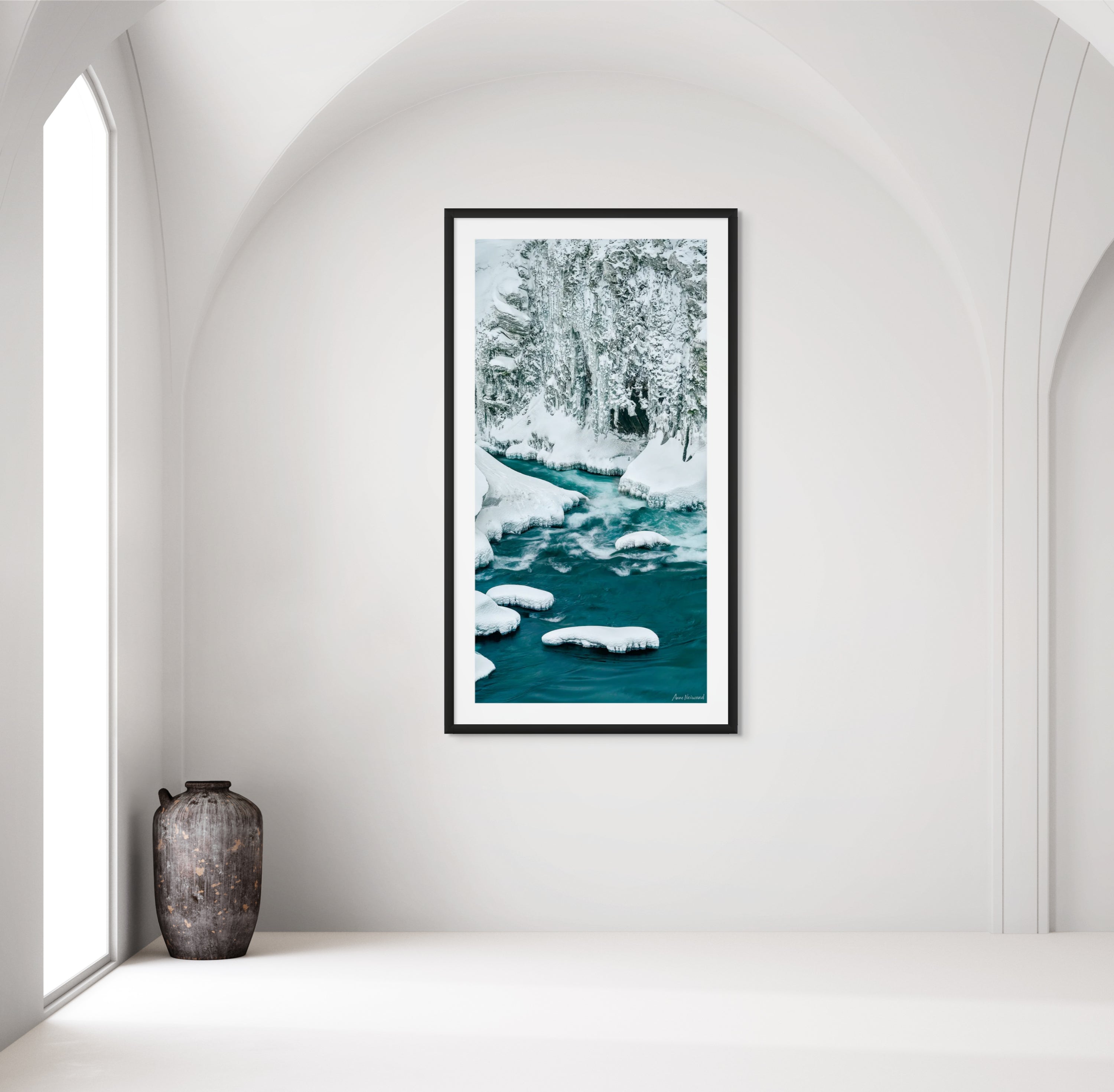 peaceful frozen river scene photography