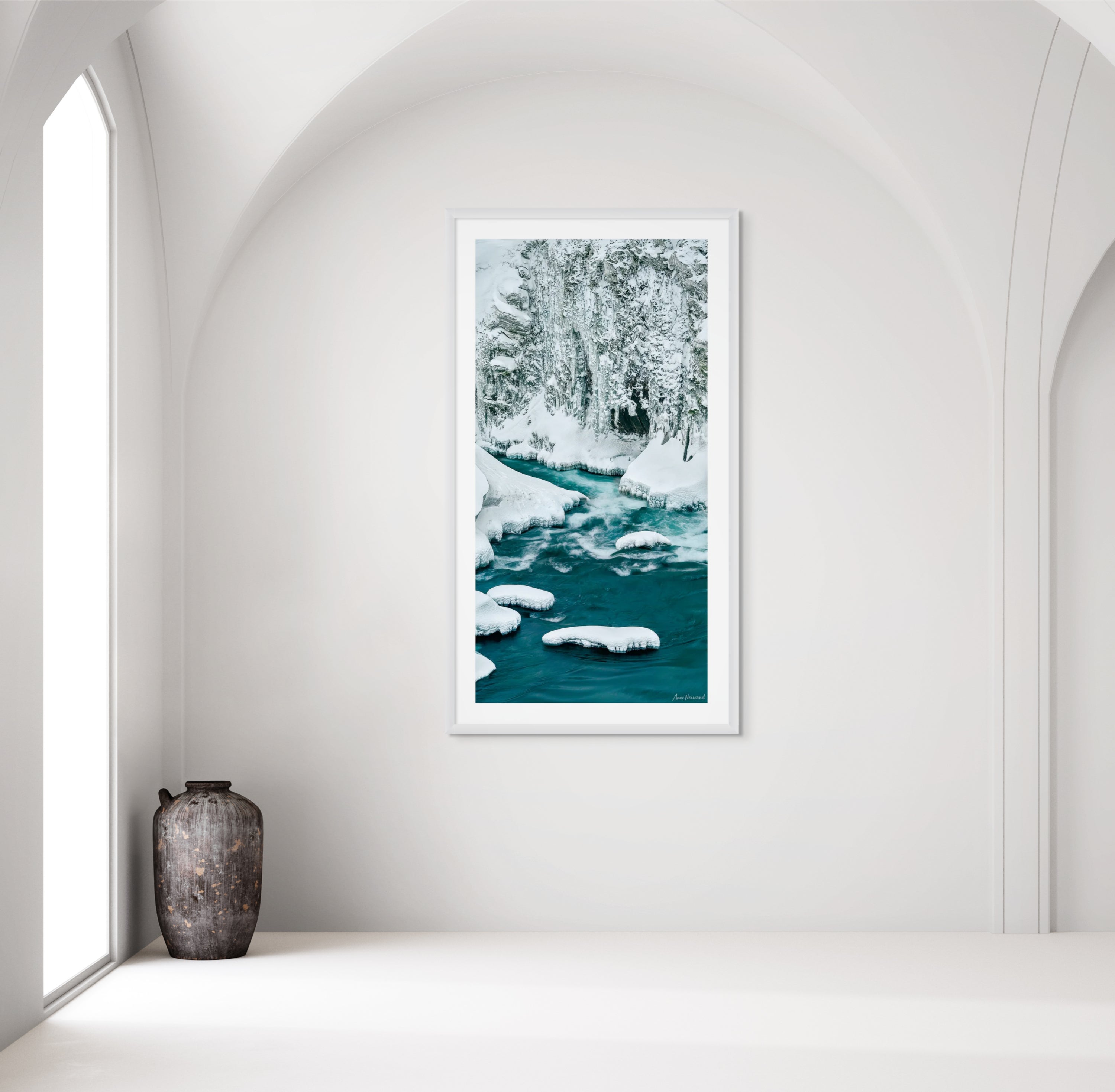 icy winter river landscape artwork