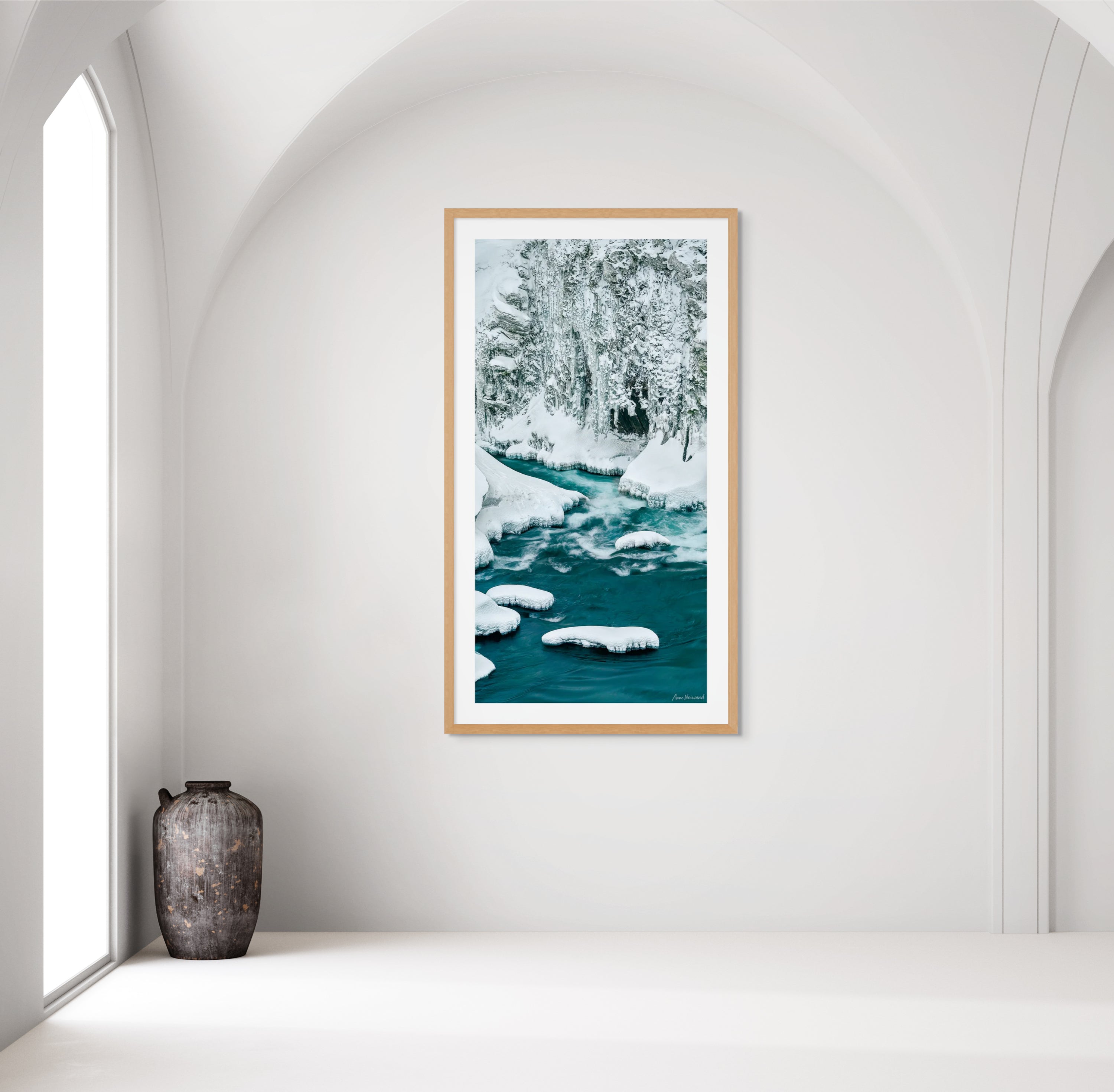 vertical wall art of snowy scene