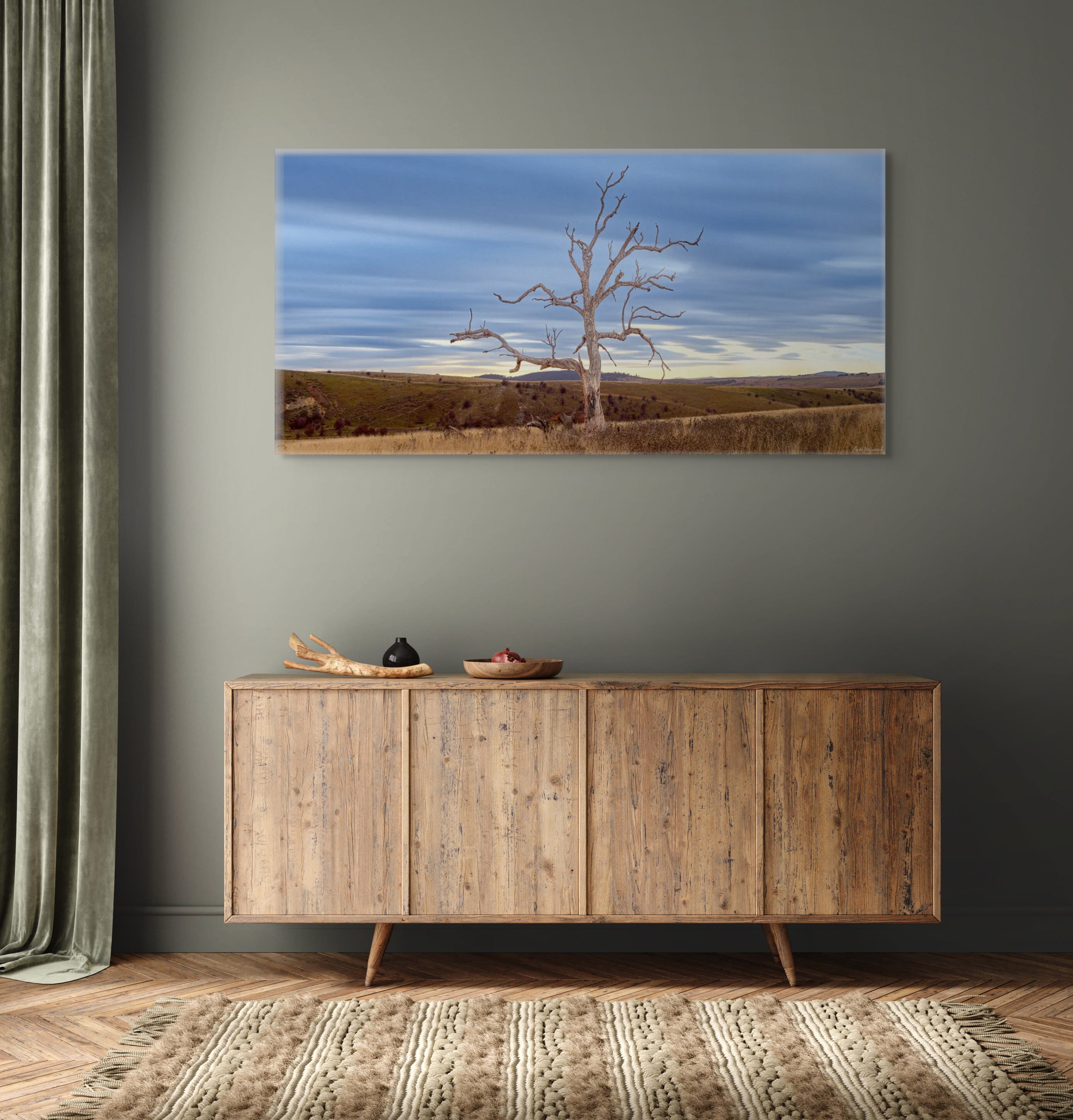 minimalist landscape with blue sky
