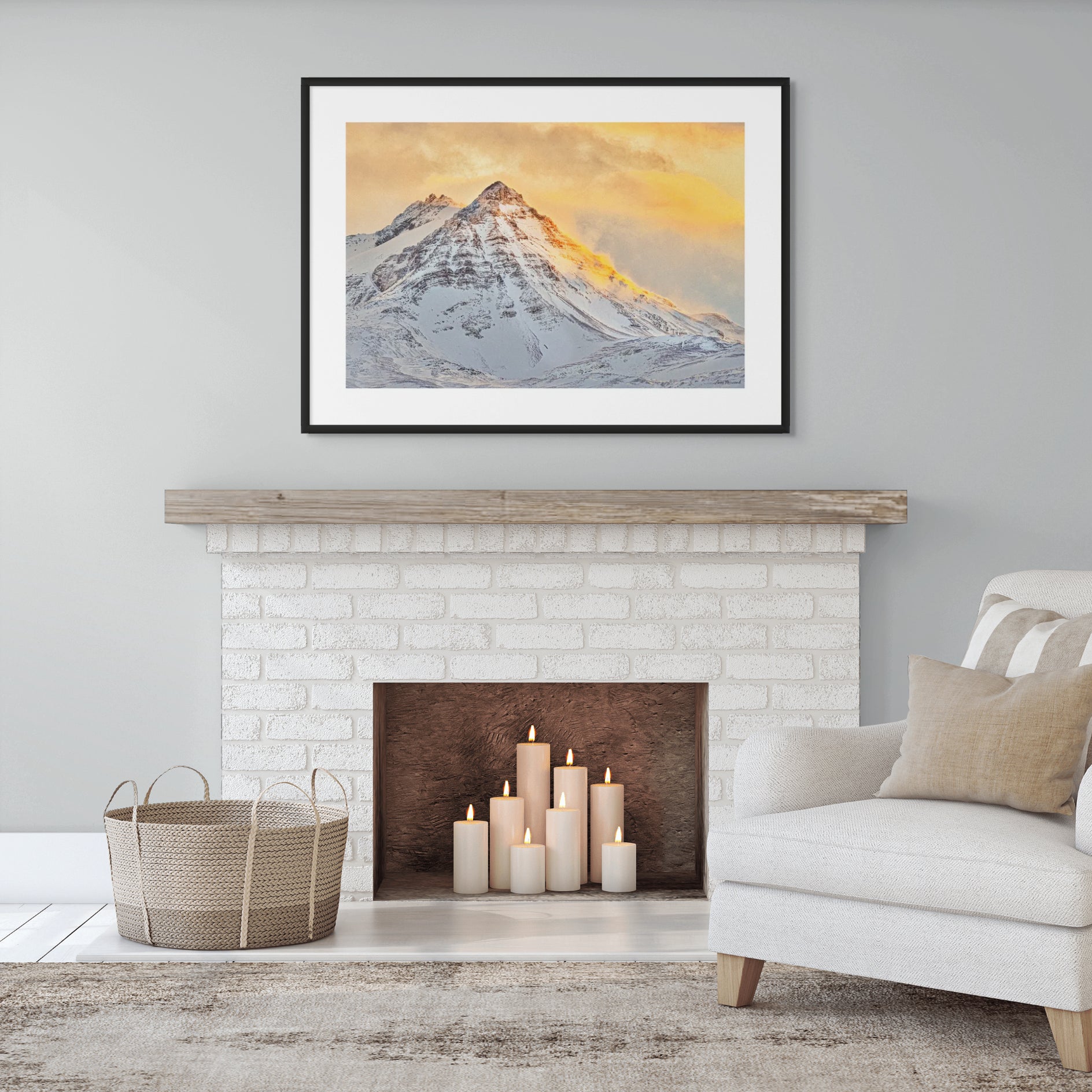 golden sunrise on snow-capped peak