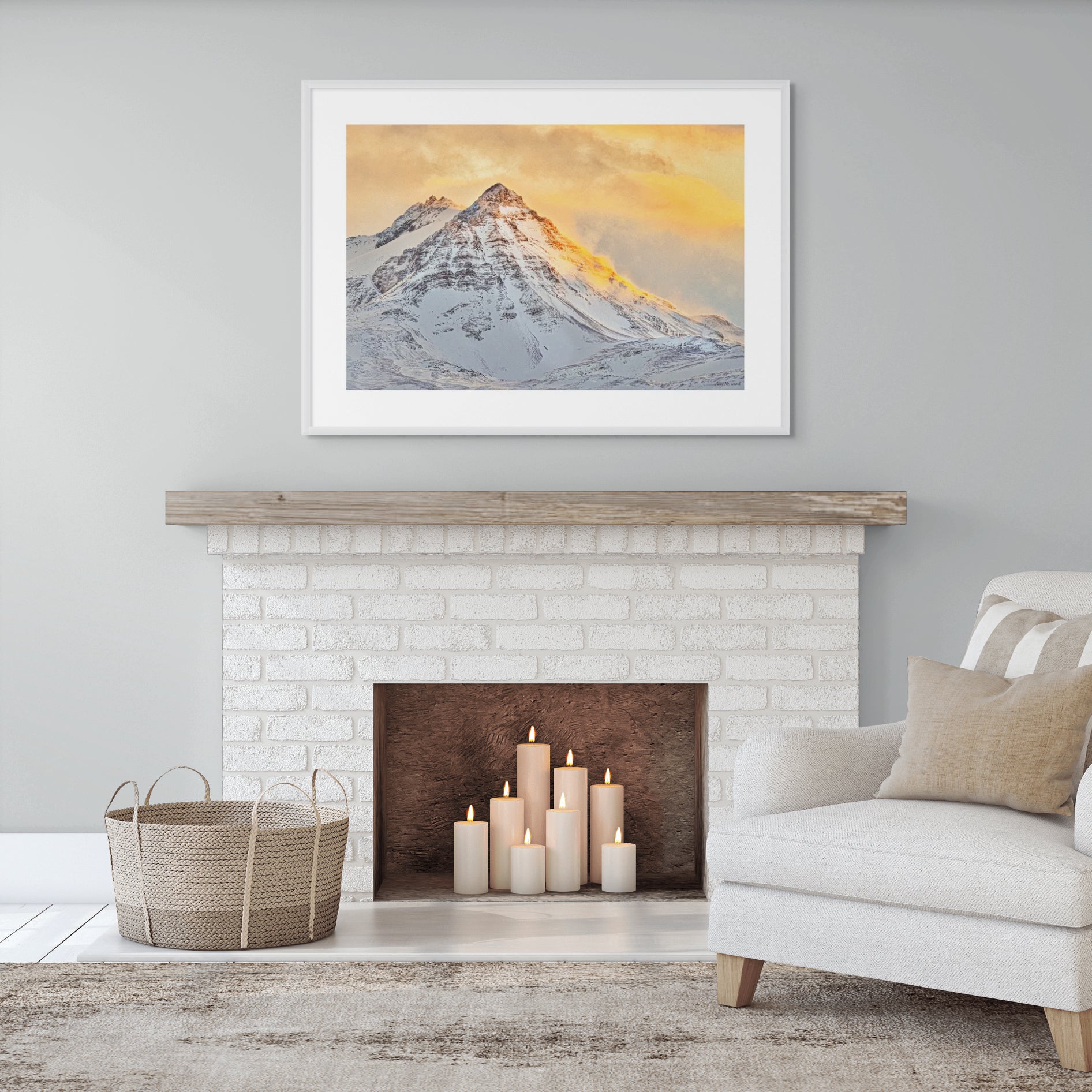 sunlit mountain fine art print