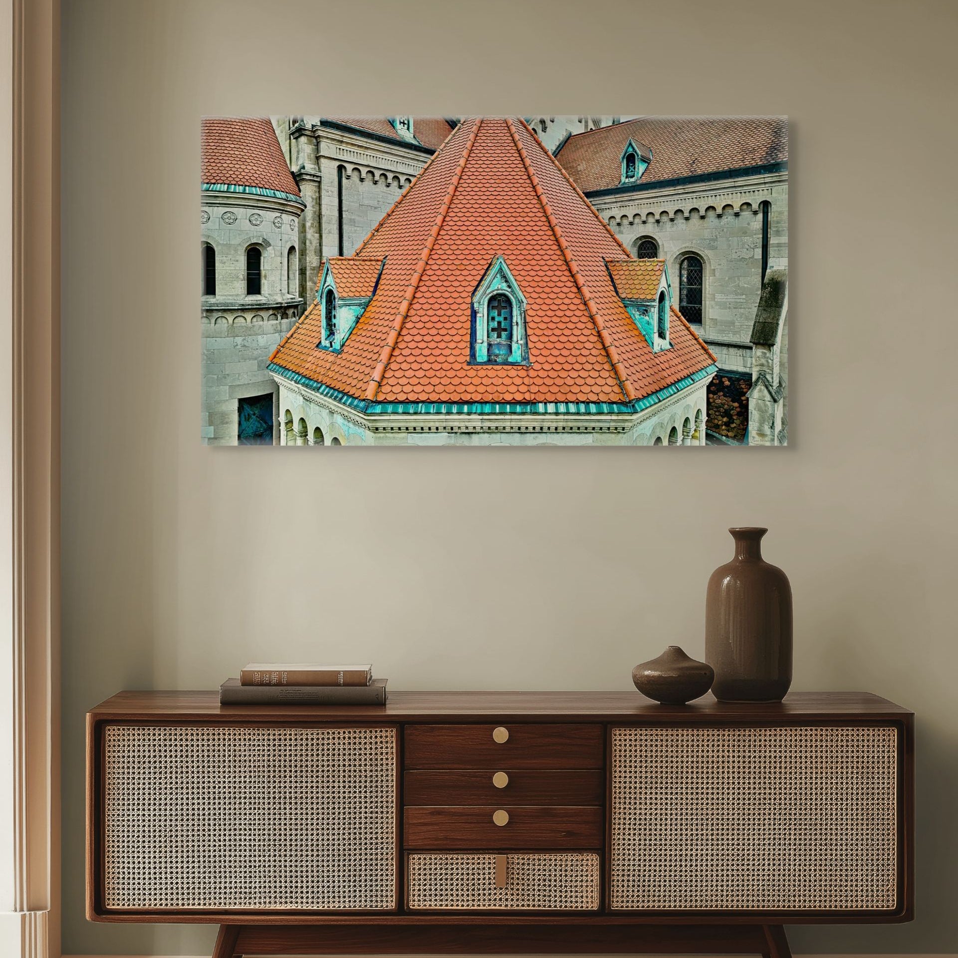 European roof tile architectural print